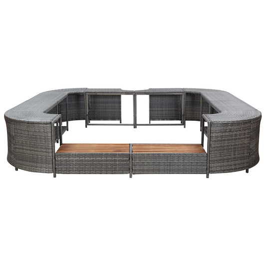 46074 vidaXL Square Spa Surround Grey 268 x 268 x 55 cm Poly Rattan