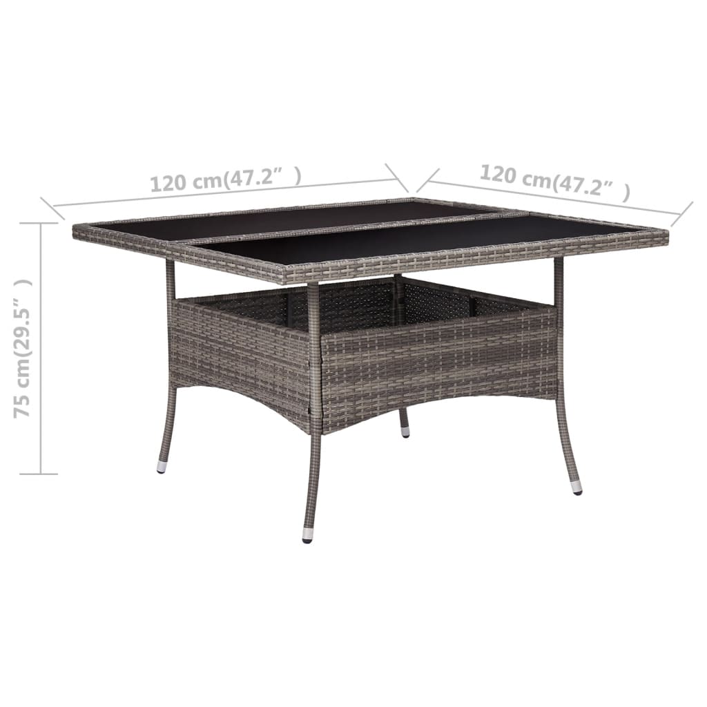 vidaXL Dining Table | Grey | PE Rattan | 120 cm by 120 cm | Durable