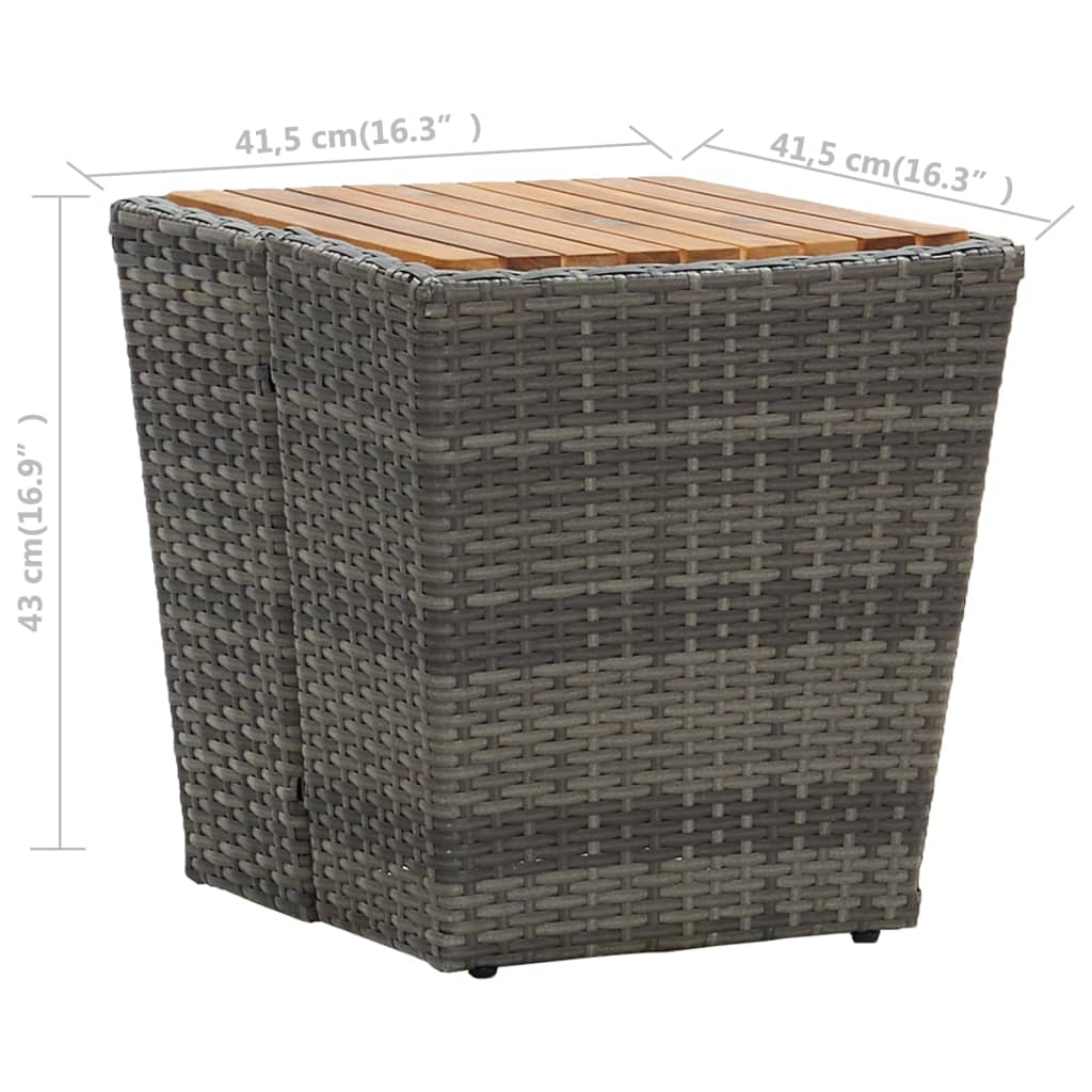 vidaXL Tea Table | Grey and natural wood | PE rattan, steel, solid acacia wood