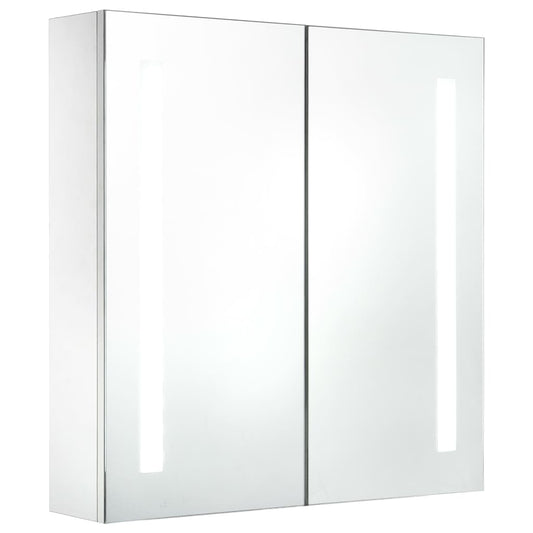 vidaXL Bathroom Cabinet | White and Silver | MDF, Glass | 60x14x62 cm