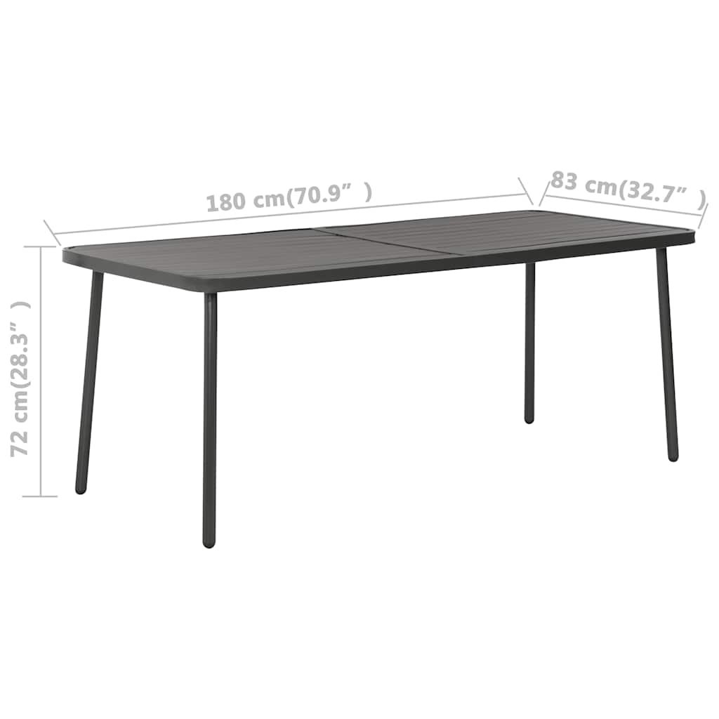 vidaXL Garden Table Dark Grey 180x83x72 cm Steel