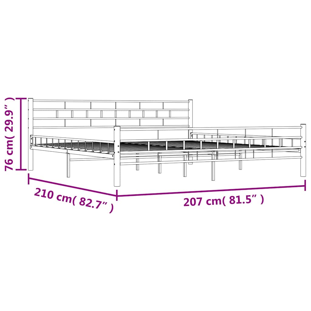 vidaXL Bed Frame White Metal 200x200 cm