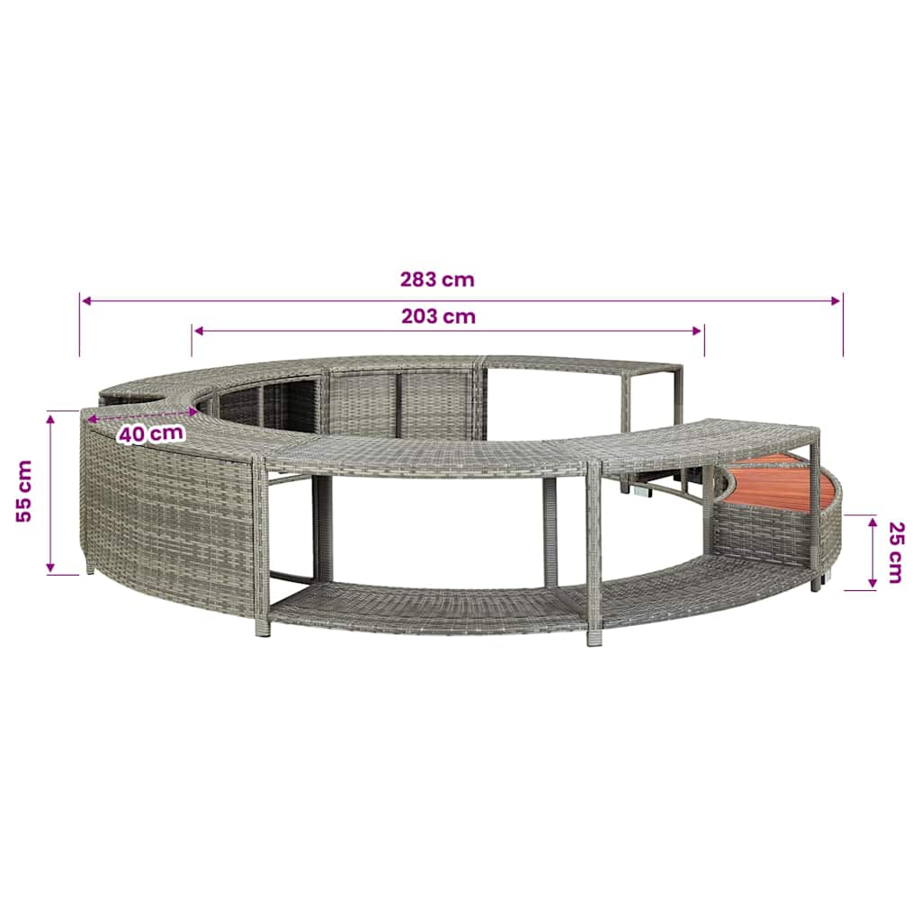 vidaXL Hot Tub Surround Grey Poly Rattan