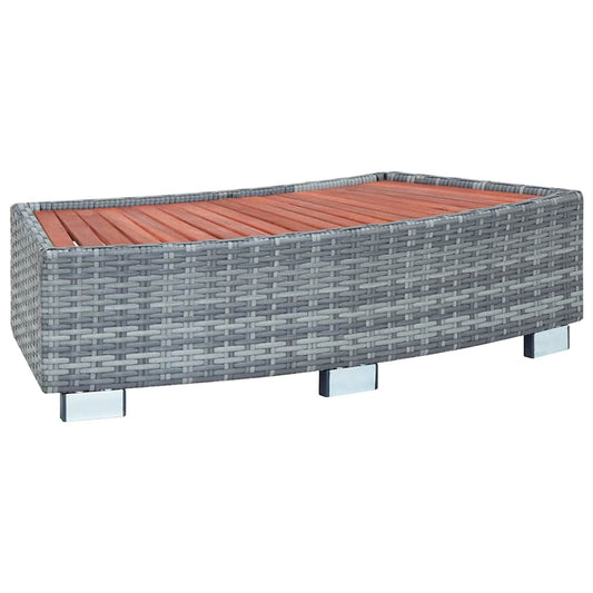 46461 vidaXL Spa Step Grey Poly Rattan 92x45x25 cm