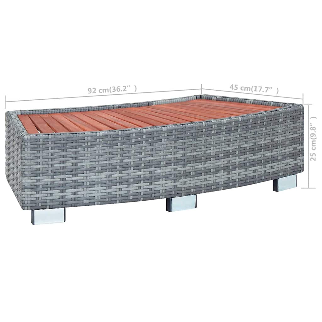 46461 vidaXL Spa Step Grey Poly Rattan 92x45x25 cm