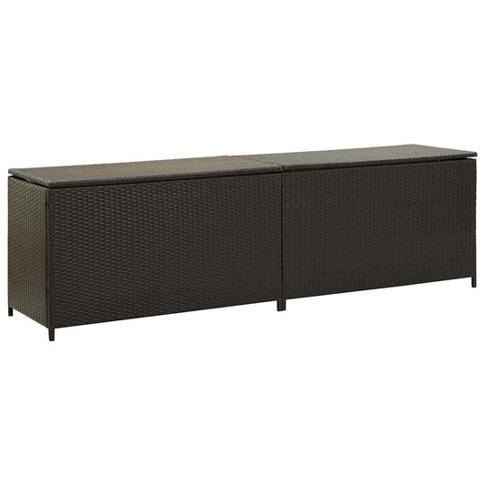 vidaXL Storage Chest | Brown | Poly Rattan and Powder-Coated Steel