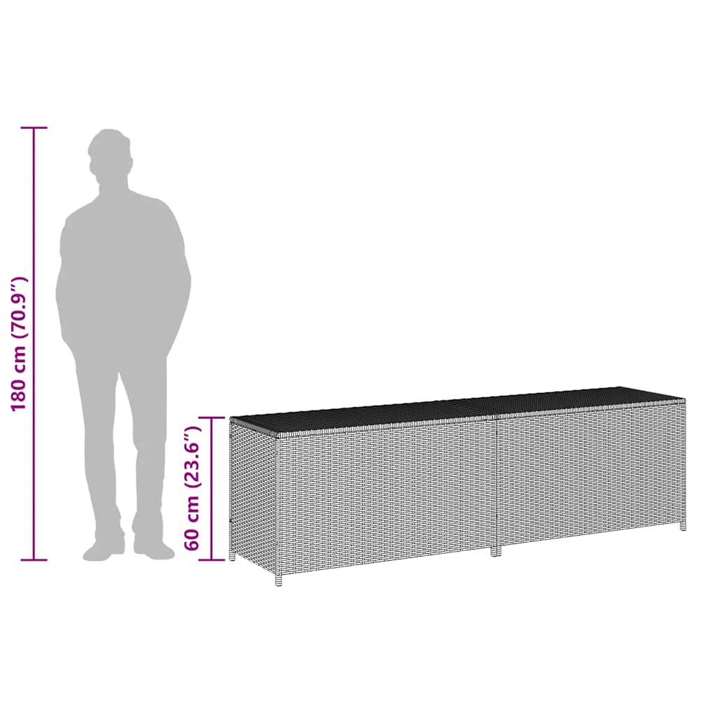 vidaXL Garden Storage Box Poly Rattan 200x50x60 cm Grey