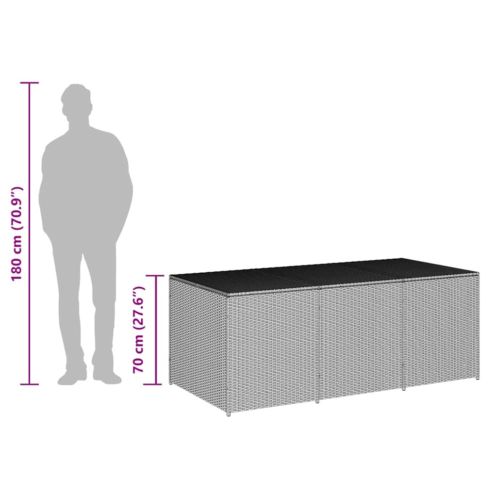 vidaXL Garden Storage Box Poly Rattan 180x90x70 cm Black