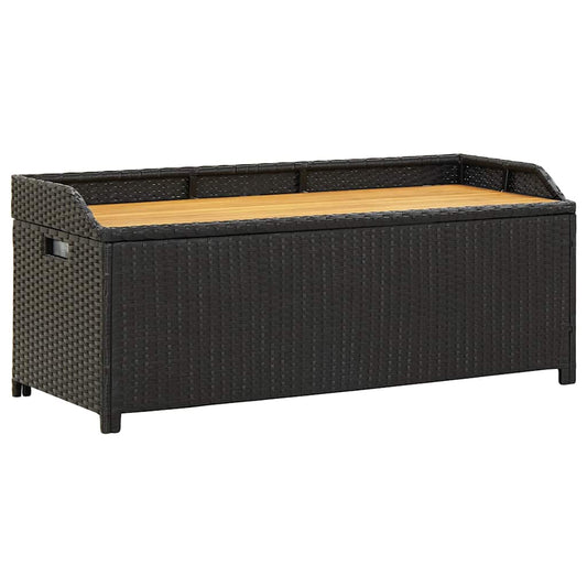 vidaXL Storage Bench | Black | Poly rattan | 120 cm | Storage Bench