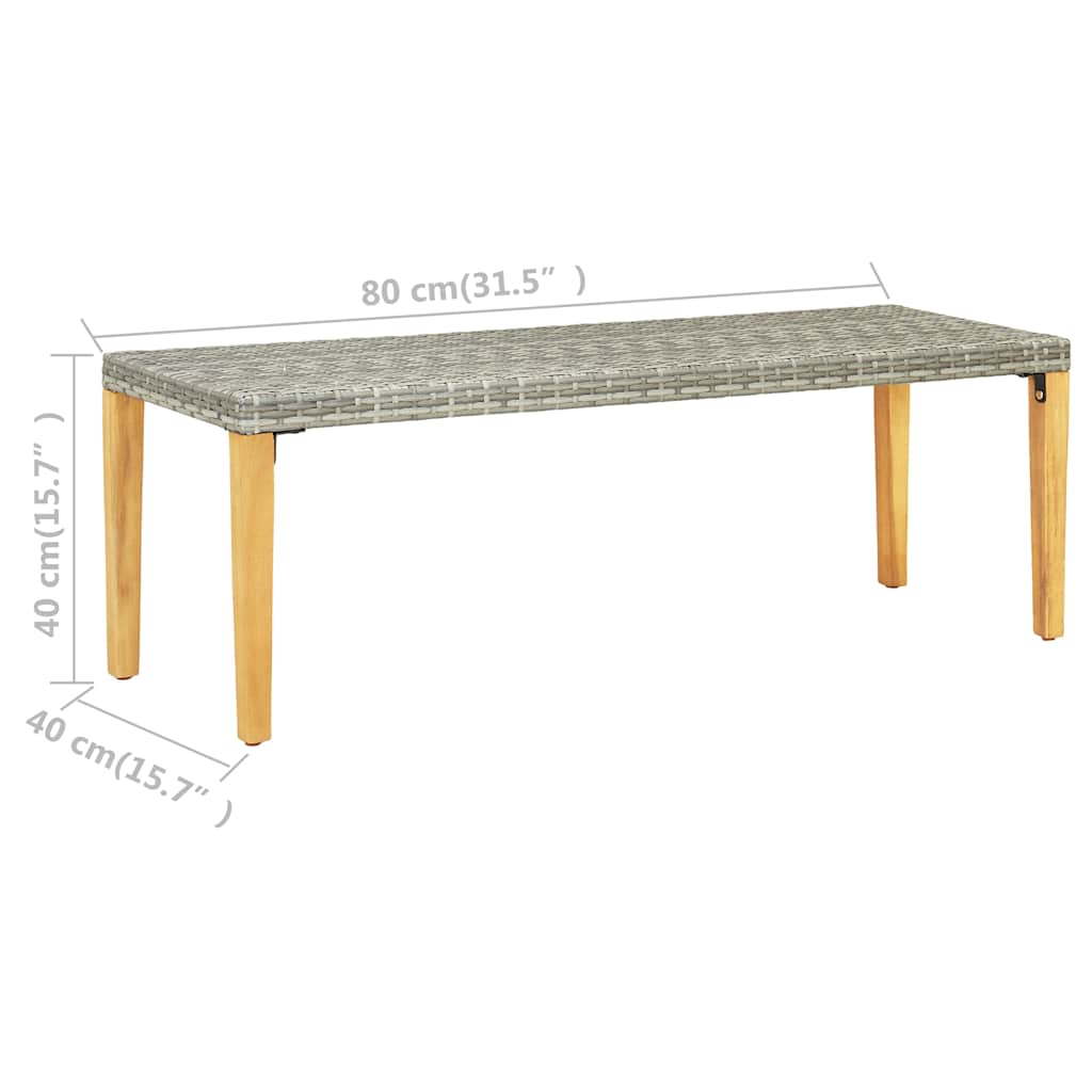 46487 vidaXL Garden Bench 80 cm Poly Rattan Grey