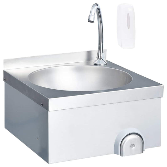 51113 vidaXL Hand Wash Sink with Faucet and Soap Dispenser Stainless Steel