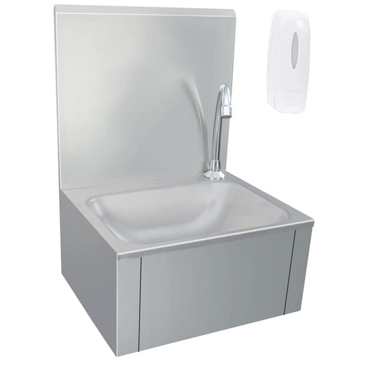 51114 vidaXL Hand Wash Sink with Faucet and Soap Dispenser Stainless Steel