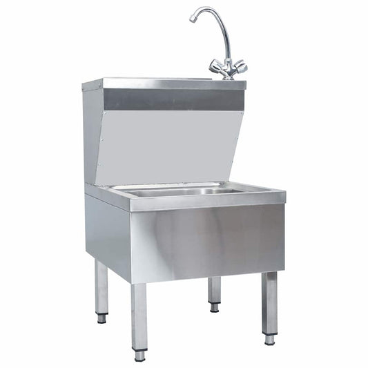 51116 vidaXL Commercial Hand Wash Sink with Faucet Freestanding Stainless Steel