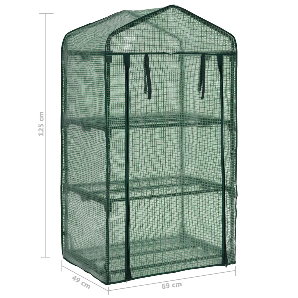 46917 vidaXL 3-Tier Mini Greenhouse 69x49x125 cm