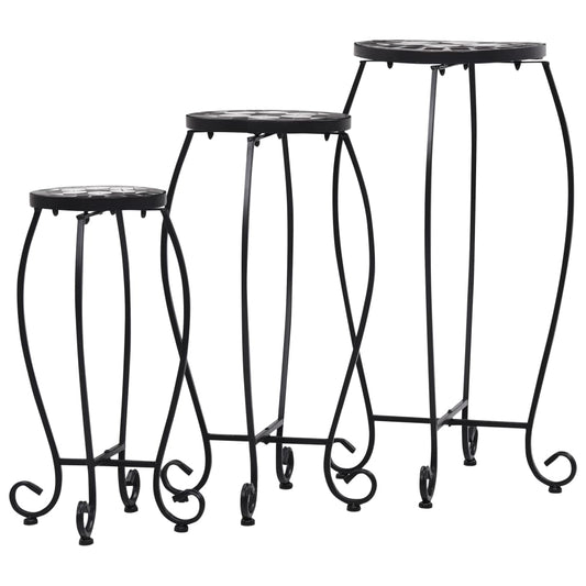 vidaXL Table | Set of 3 | Black and White | Iron and Ceramic | Small | Durable