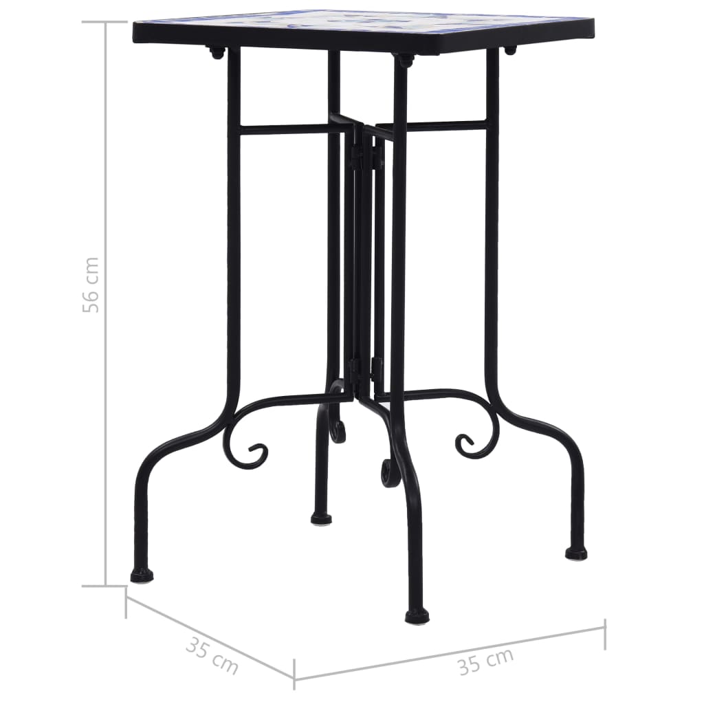 vidaXL Side Table | Blue and White | Iron and Ceramic | Small | Durable