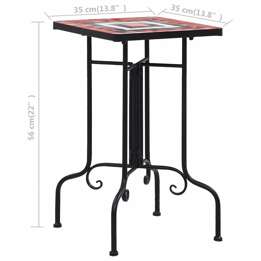 vidaXL Mosaic Side Table Terracotta and White Ceramic