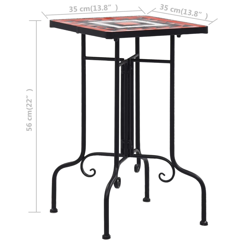 vidaXL Side Table | Terracotta and White | Iron | Small | Decorative Inlays