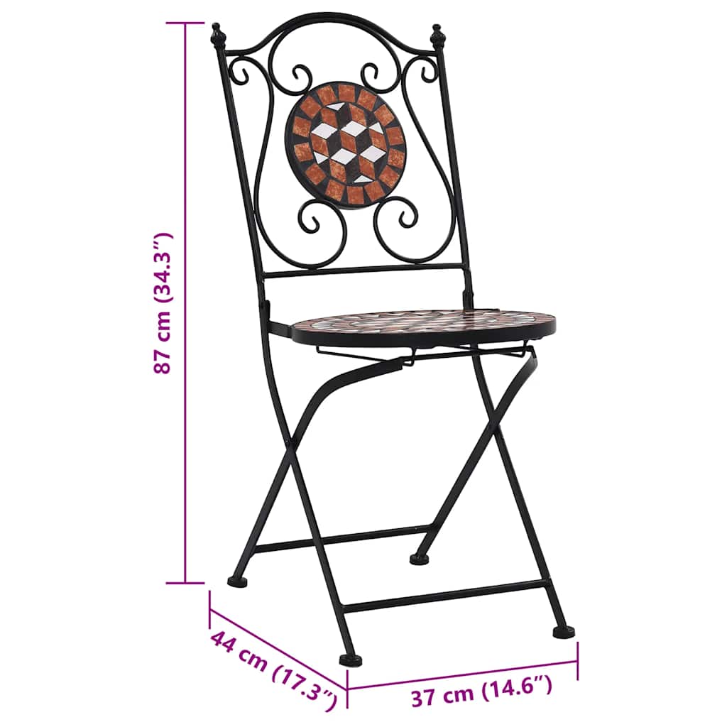 vidaXL Mosaic Folding Chairs 2 pcs Brown Ceramic
