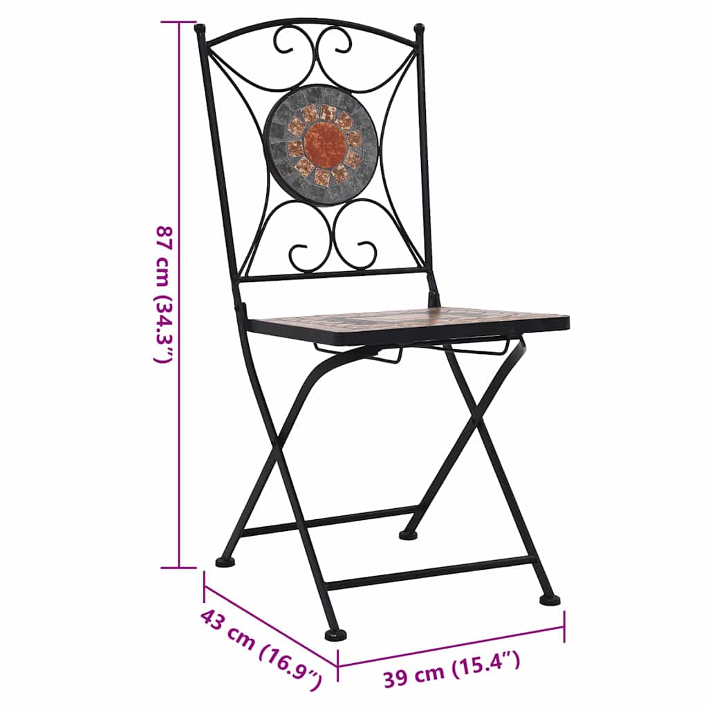 vidaXL Garden Chair | Set of 2 | Orange and Grey | Powder-coated iron, Ceramic