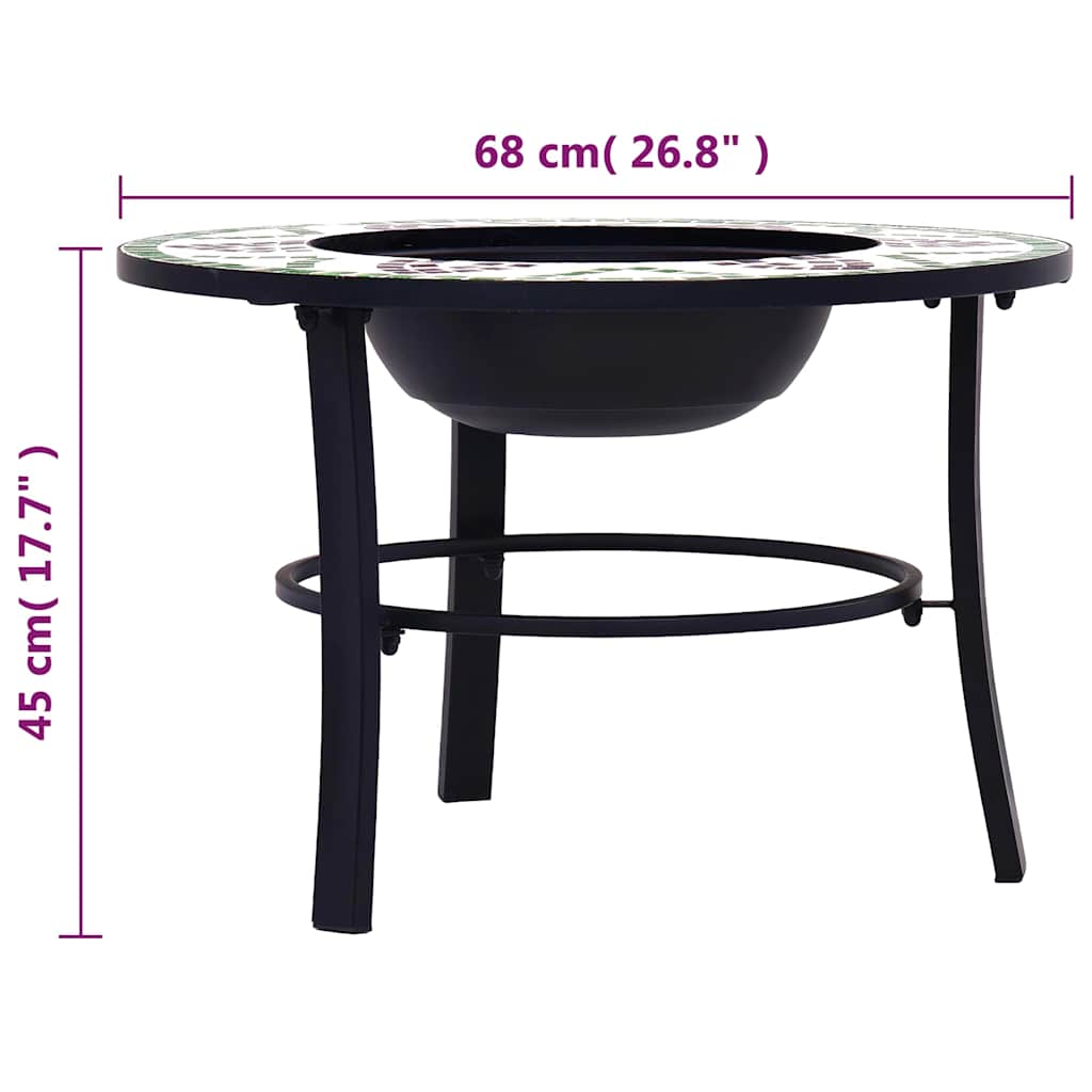 vidaXl Mosaic Fire Pit Green 68cm Ceramic