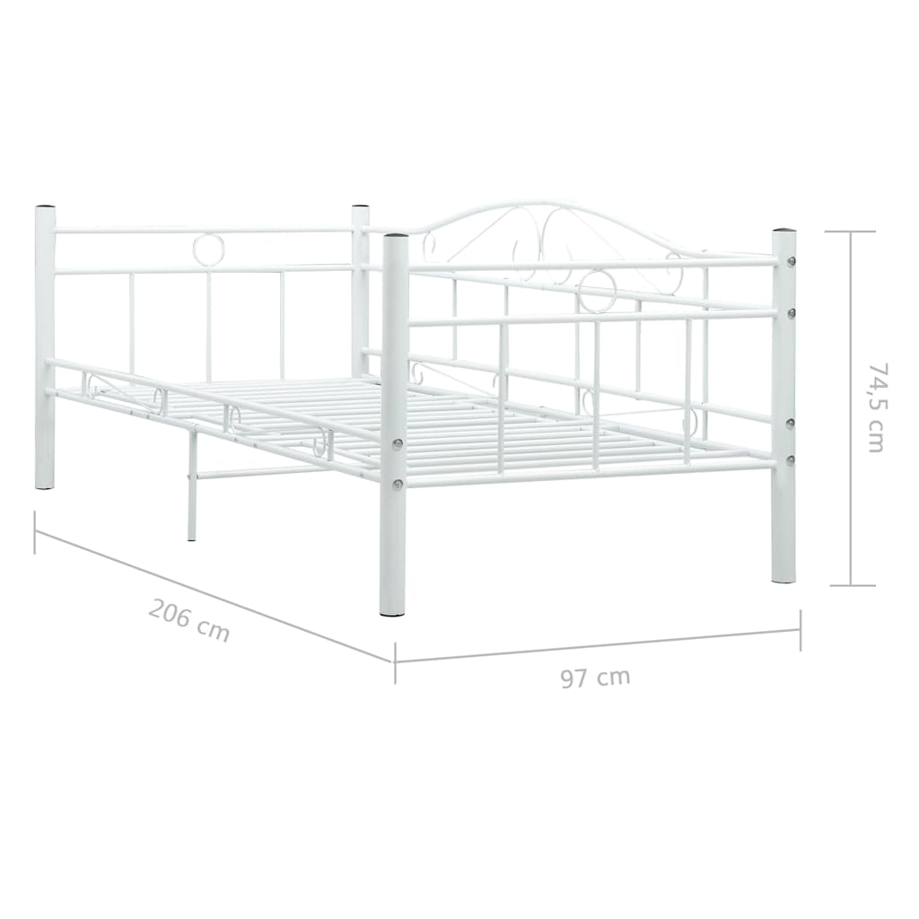 vidaXL Daybed Frame without Mattress White Metal 90x200cm