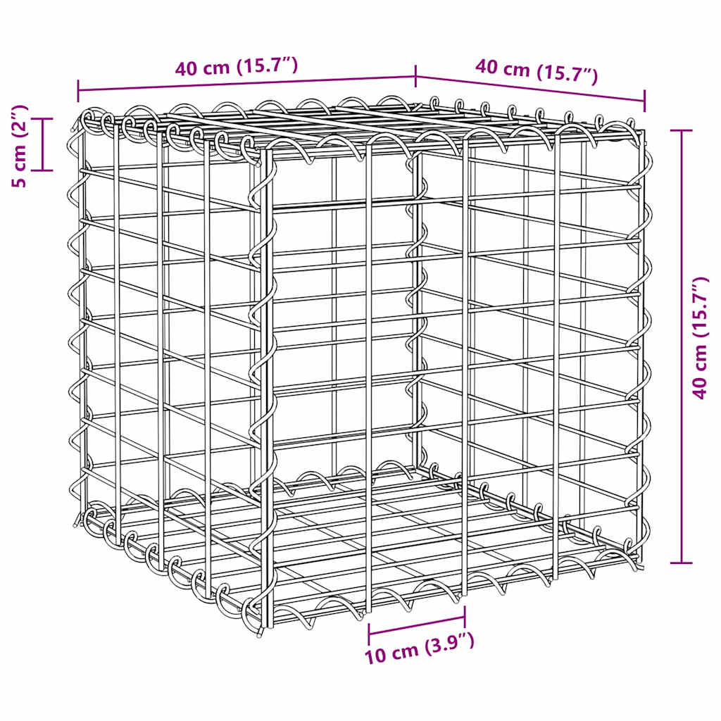 145649 vidaXL Cube Gabion Raised Bed Steel Wire 40x40x40 cm