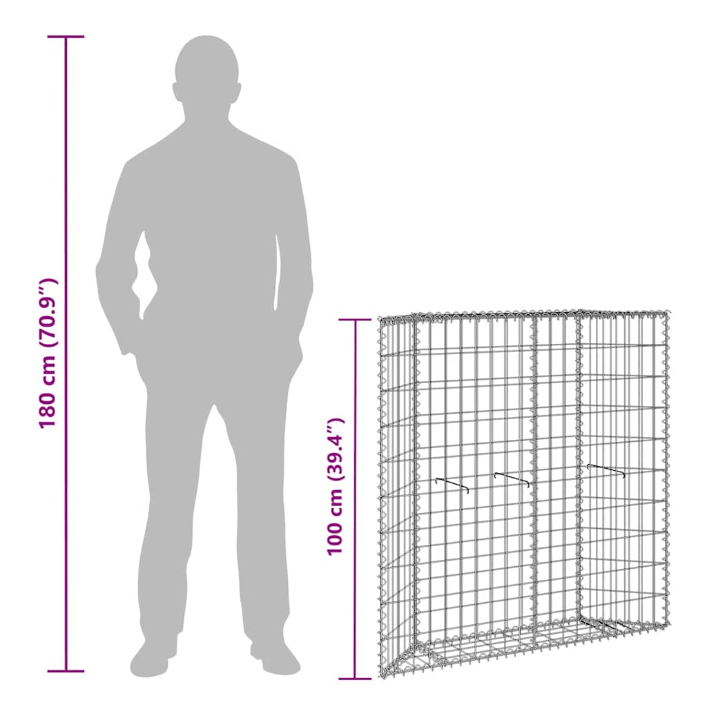 vidaXL Trapezium Gabion Raised Bed Galvanised Steel 100x20x100 cm