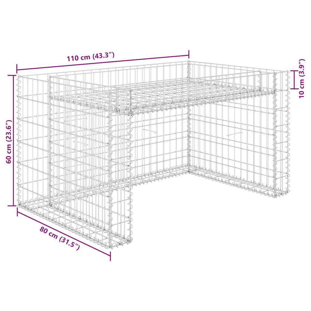 145655 vidaXL Lawn Mower Garage with Raised Bed 110x80x60 cm Steel Wire