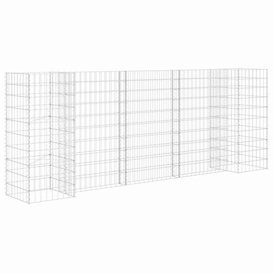 145661 vidaXL H-Shaped Gabion Planter Steel Wire 260x40x100 cm