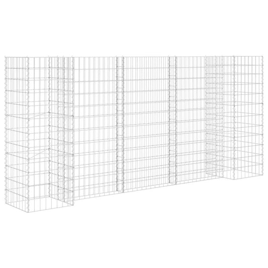 145662 vidaXL H-Shaped Gabion Planter Steel Wire 260x40x120 cm