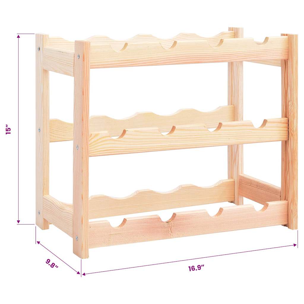 286191 vidaXL Wine Rack for 12 Bottles Pinewood