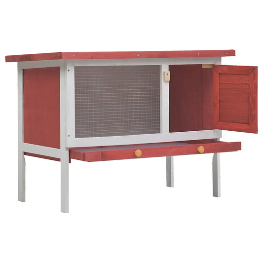 vidaXL Outdoor Rabbit Hutch 1 Layer Red Wood