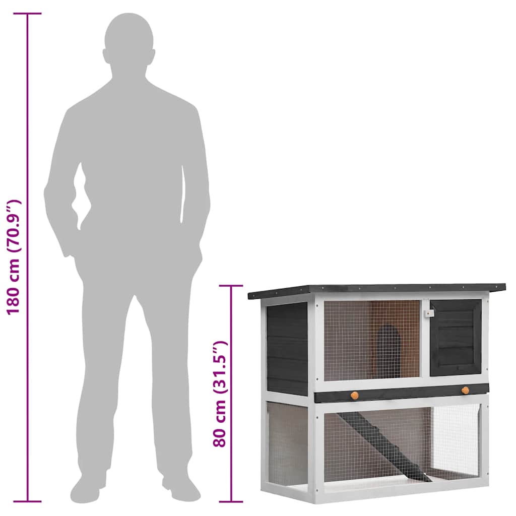 vidaXL Outdoor Rabbit Hutch 1 Door Grey Wood