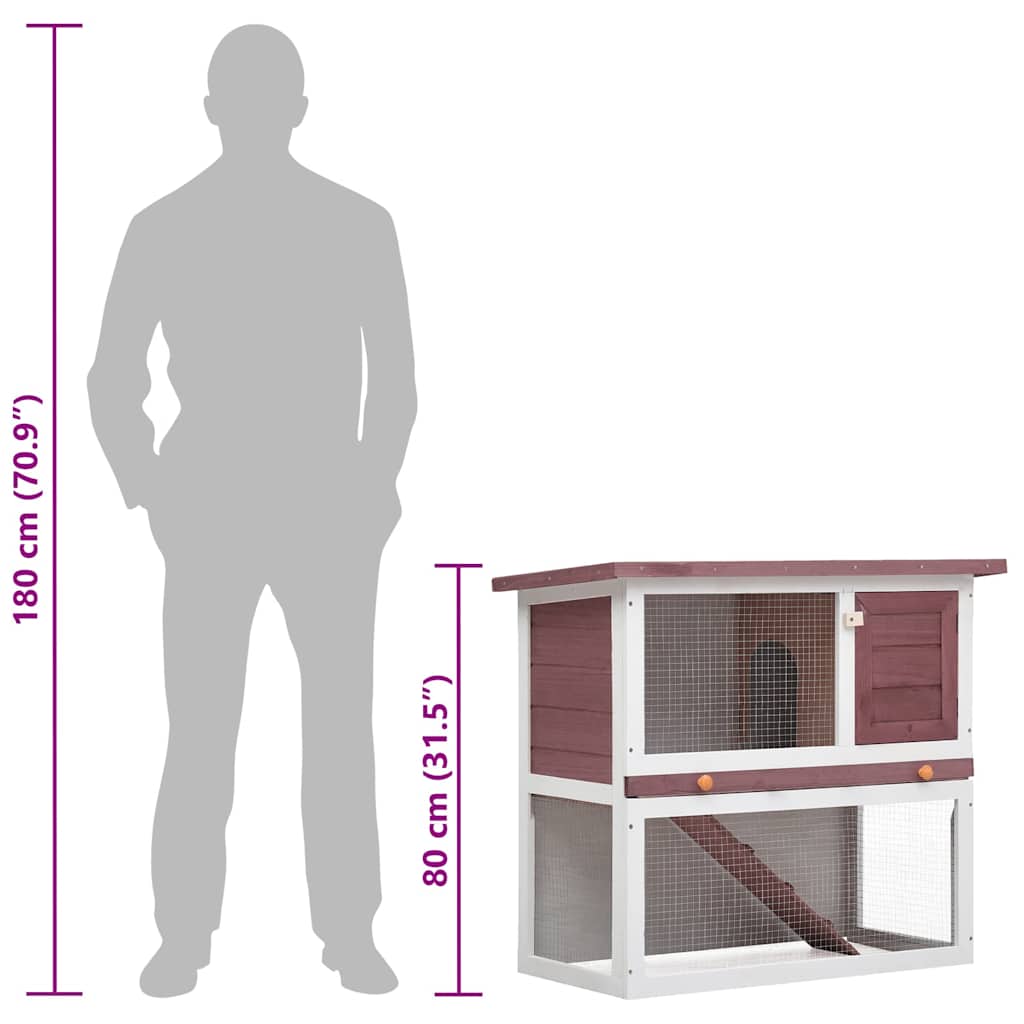 vidaXL Outdoor Rabbit Hutch 1 Door Brown Wood