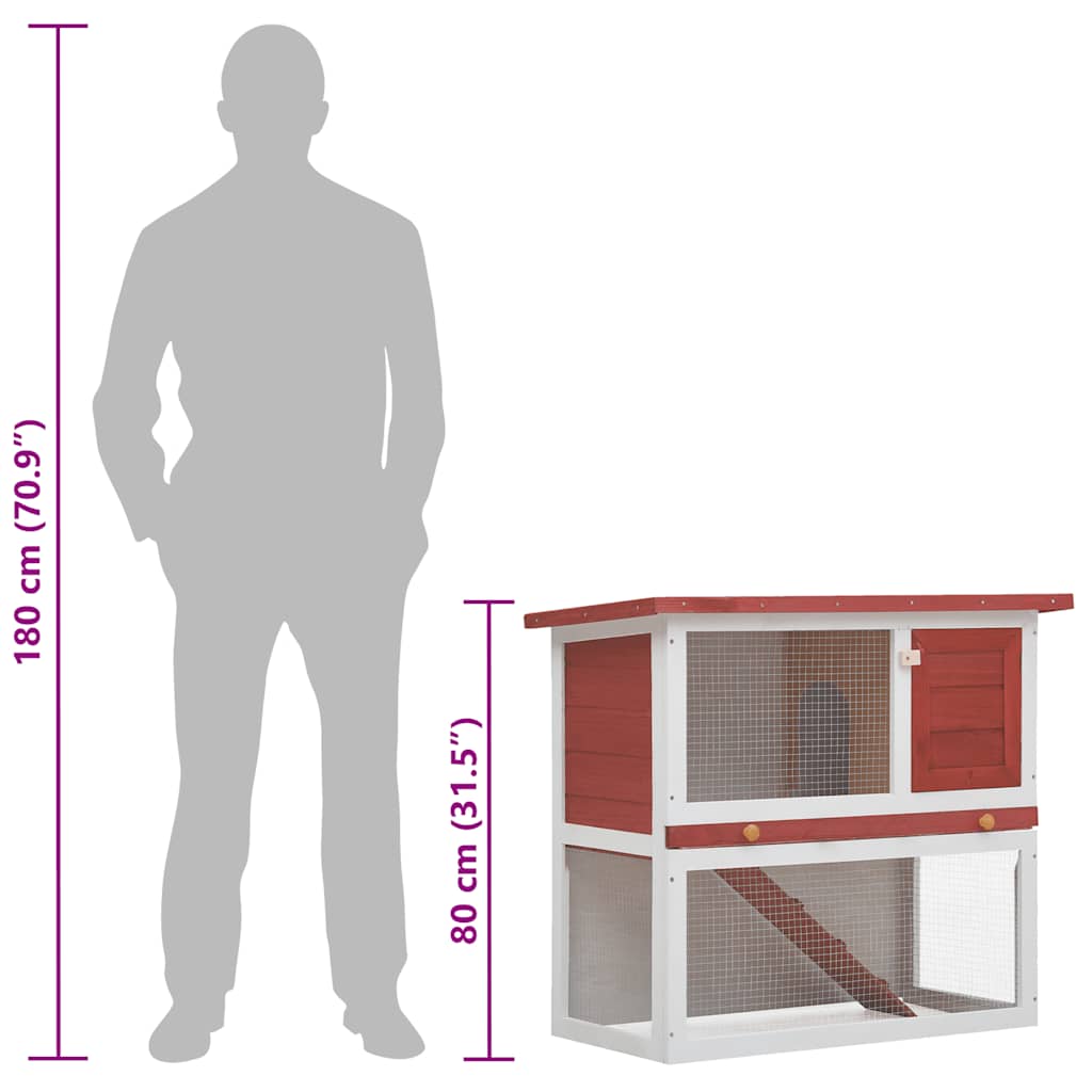 vidaXL Outdoor Rabbit Hutch 1 Door Red Wood
