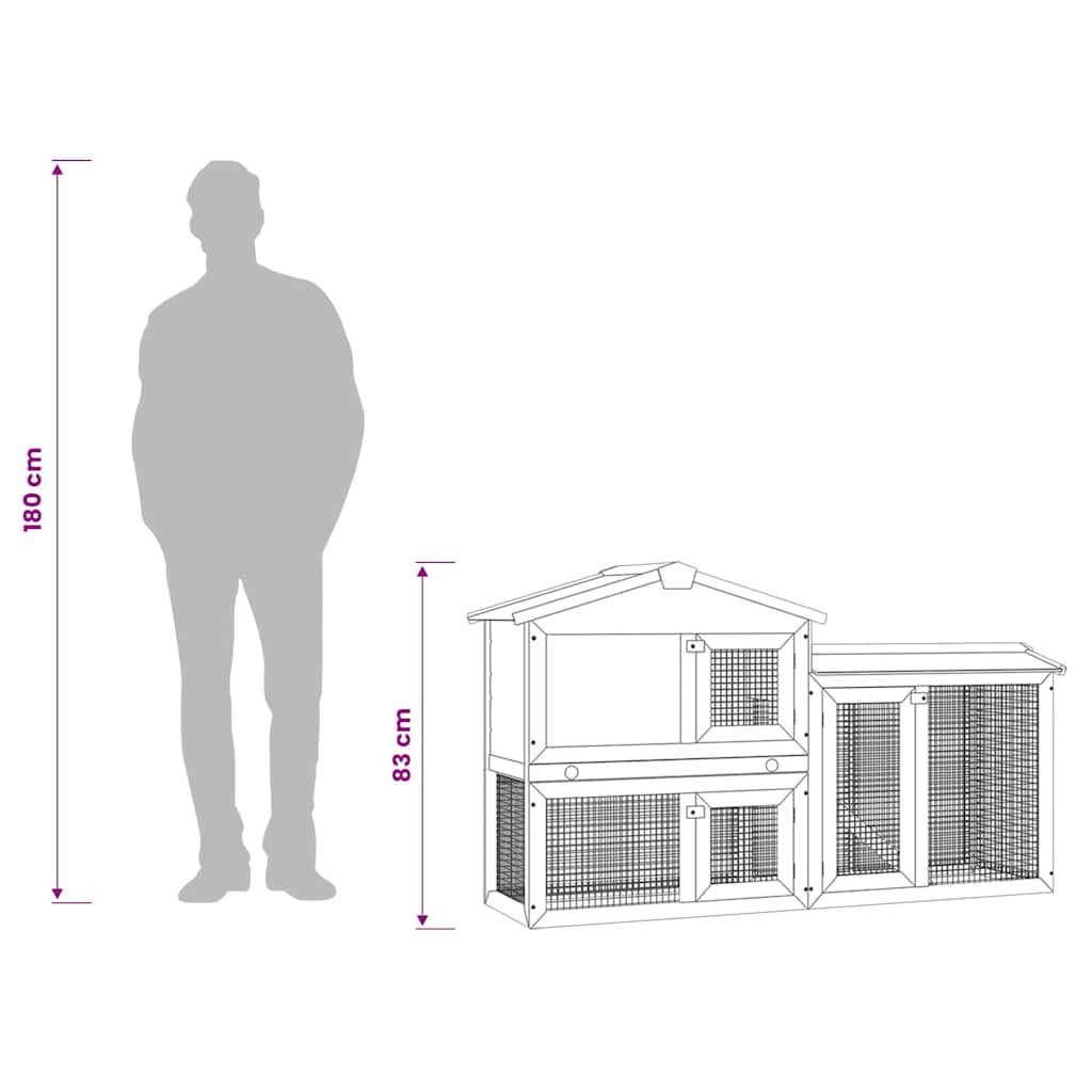 vidaXL Outdoor Large Rabbit Hutch Brown and White 145x45x84 cm Wood