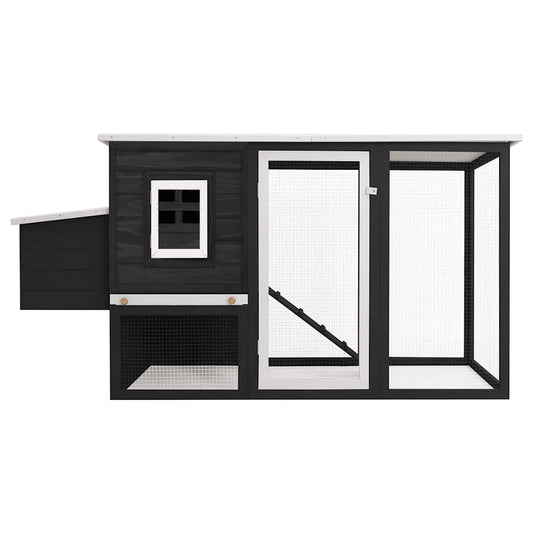 170846 vidaXL Outdoor Chicken Cage Hen House with 1 Egg Cage Grey Wood