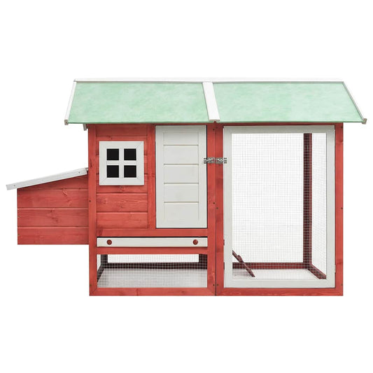 vidaXL Chicken Cage Red 170x81x110 cm Solid Pine & Fir Wood