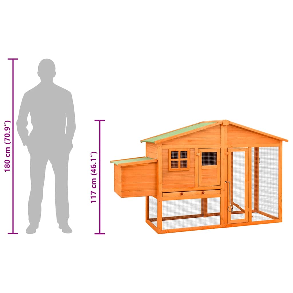 vidaXL Chicken Coop with Nest Box Solid Fir Wood