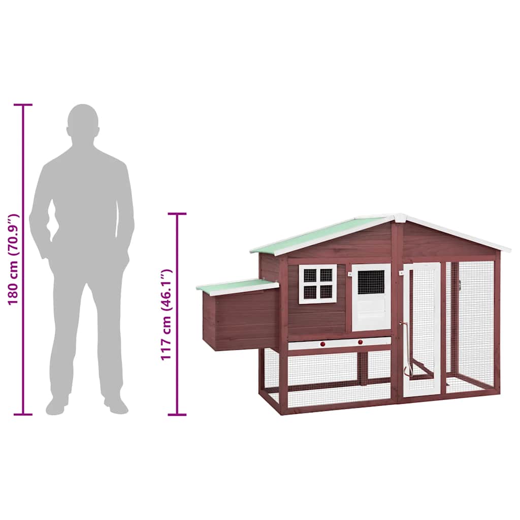 vidaXL Chicken Coop with Nest Box Mocha and White Solid Fir Wood