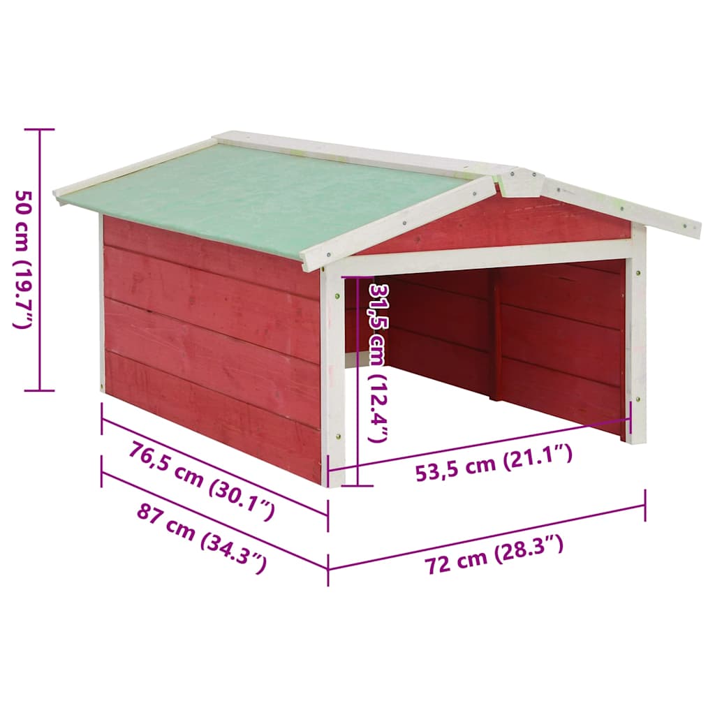170881 vidaXL Robotic Lawn Mower Garage 72x87x50 cm Red and White Firwood