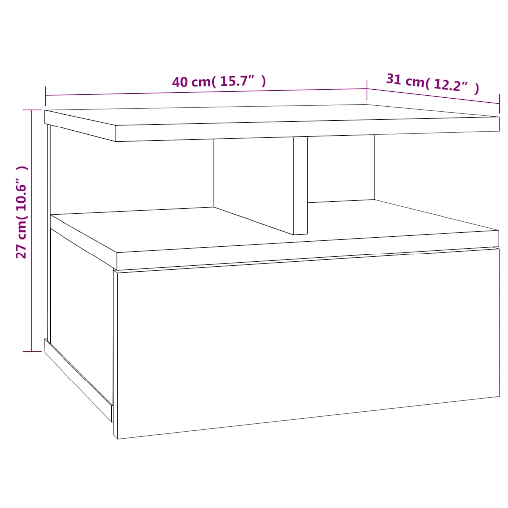 vidaXL Floating Nightstands 2 pcs Concrete Grey 40x31x27 cm