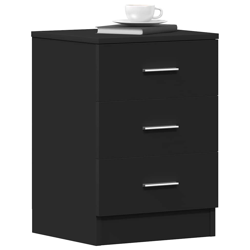 800452 vidaXL Bedside Cabinet Black 38x35x56 cm Engineered Wood