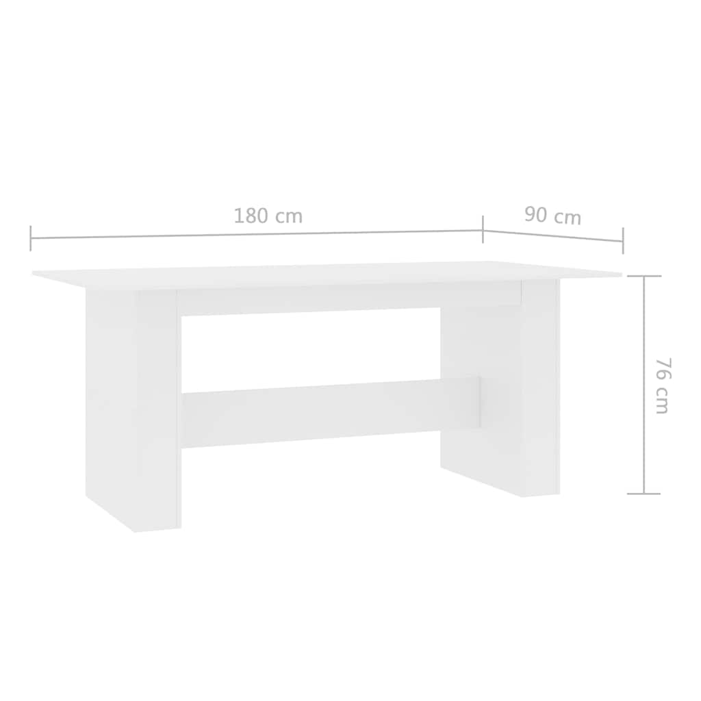 800468 vidaXL Dining Table White 180x90x76 cm Engineered Wood
