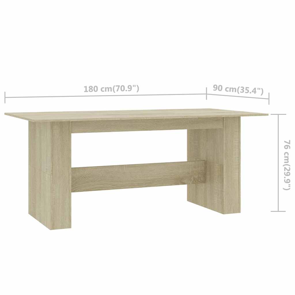 800471 vidaXL Dining Table Sonoma Oak 180x90x76 cm Engineered Wood