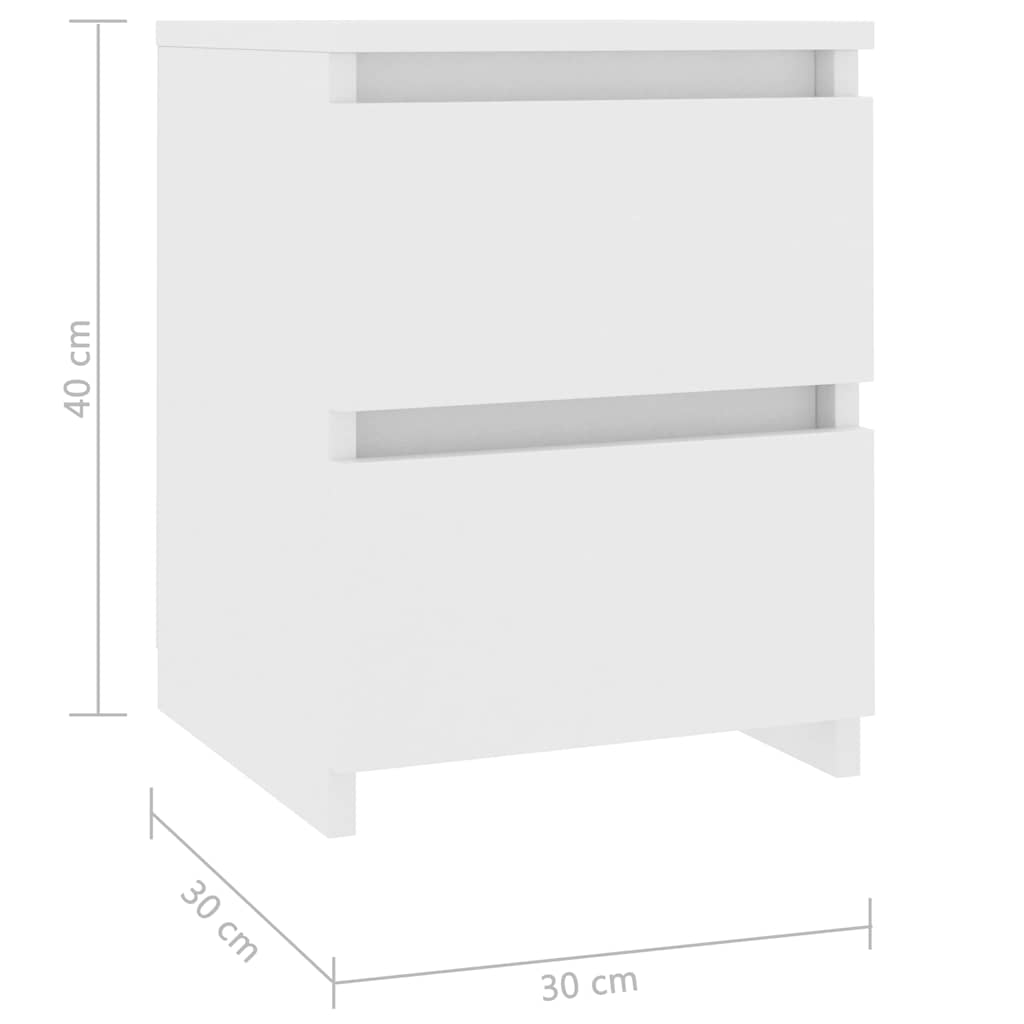 800513 vidaXL Bedside Cabinet White 30x30x40 cm Engineered Wood