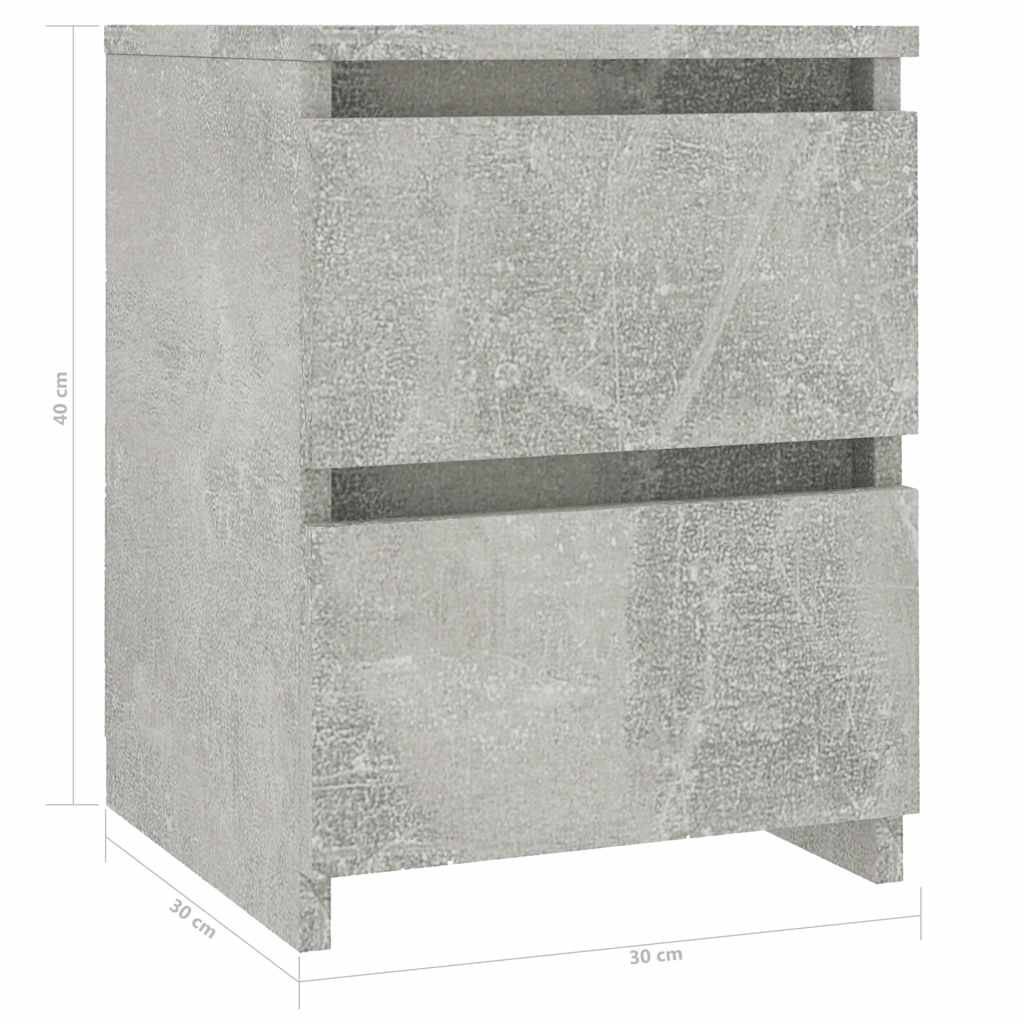 vidaXL Bedside Cabinets 2 pcs Concrete Grey 30x30x40cm Engineered Wood