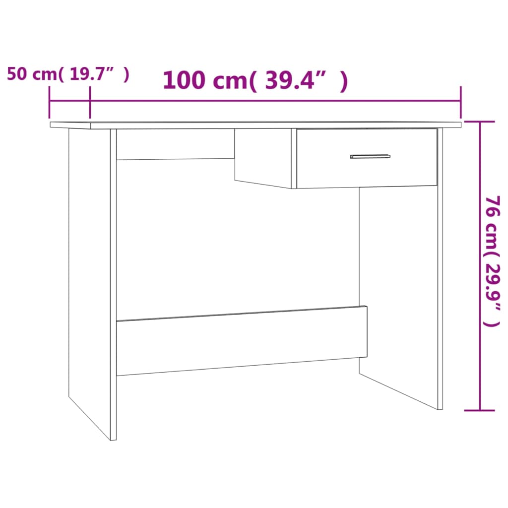 vidaXL Desk Sonoma Oak 100x50x76 cm Engineered Wood