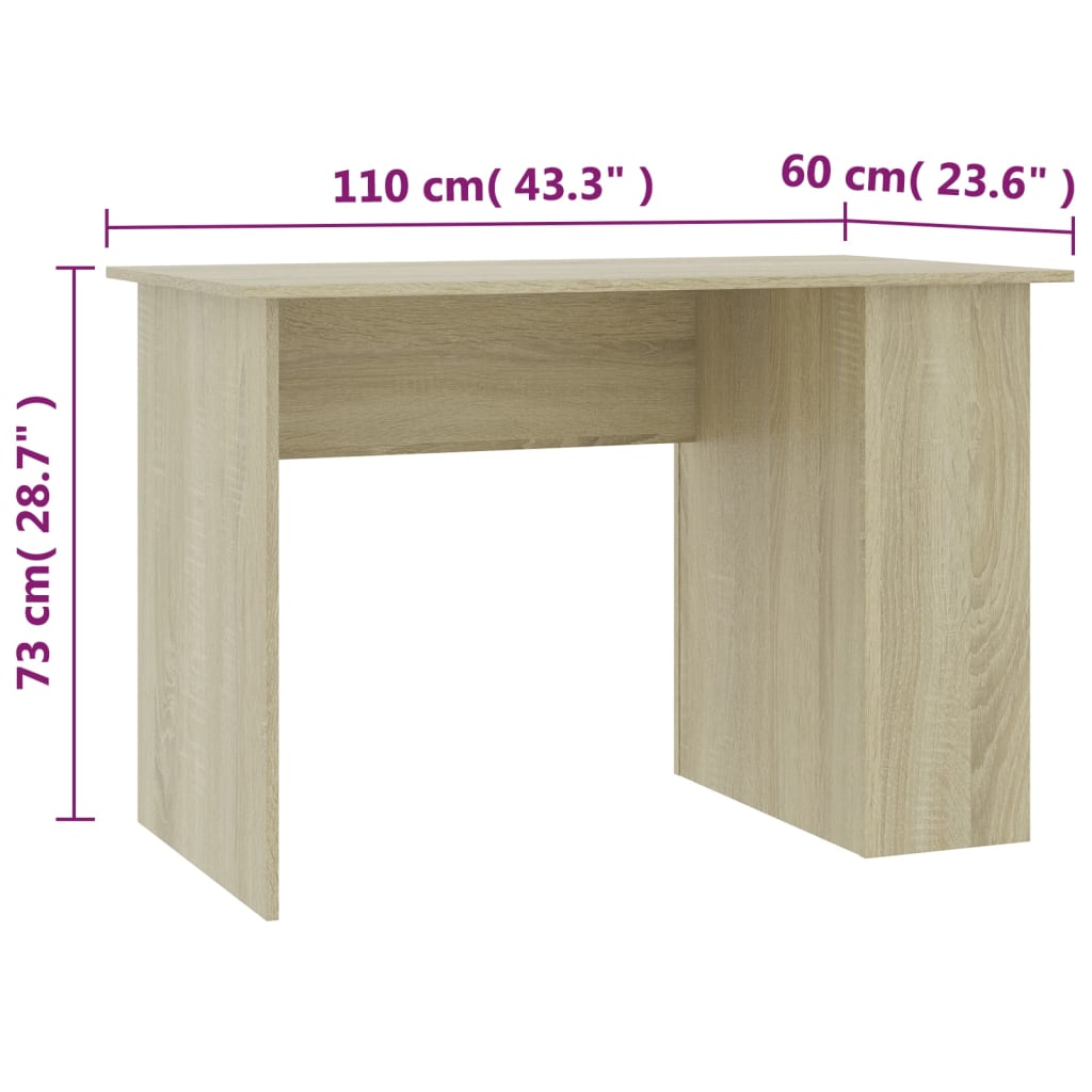 vidaXL Desk | Sonoma oak | Engineered wood | Medium | Computer Desk